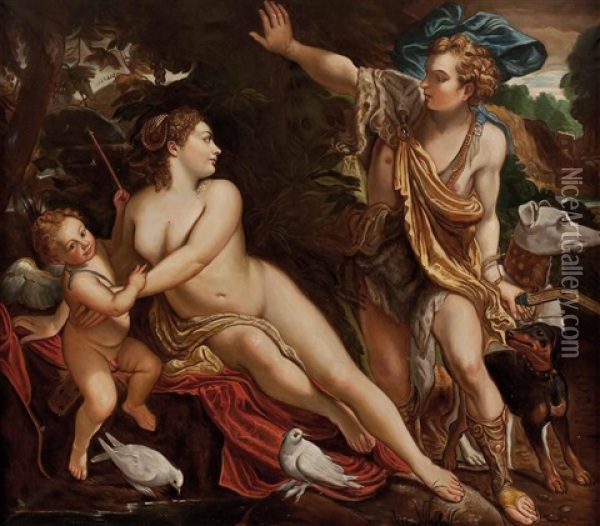 Venus Und Adonis (painted By H. Veit) Oil Painting - Annibale Carracci