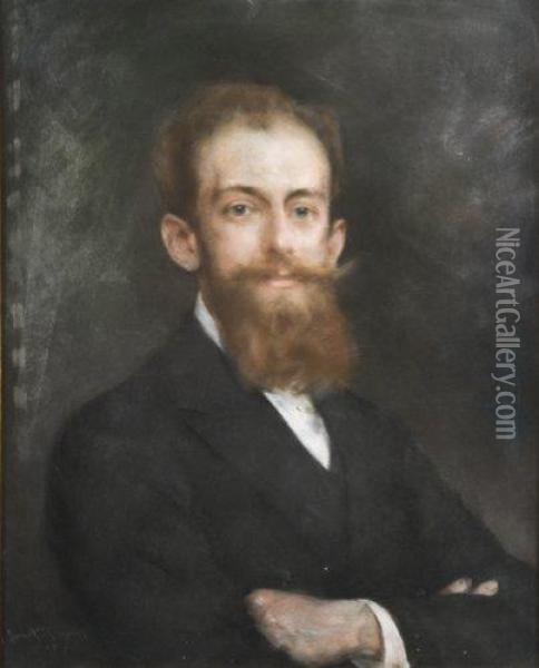 Portrait D'homme A La Barbe Rousse Oil Painting - Juan Antonio Gonzales