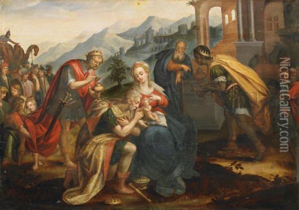 Anbetung Derkonige Oil Painting - Frans I Vriendt (Frans Floris)