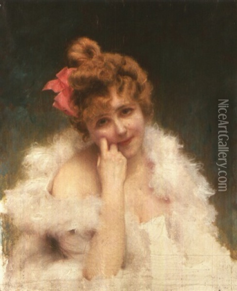Portrait De La Baronne Roederer Oil Painting - Gabriel Joseph Marie Augustin Ferrier