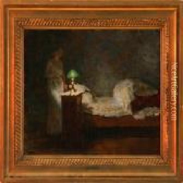 Sleeping Room Interior Oil Painting - Julius Paulsen
