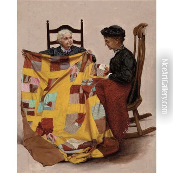Quilting Oil Painting - Charles Archibald Maclellan