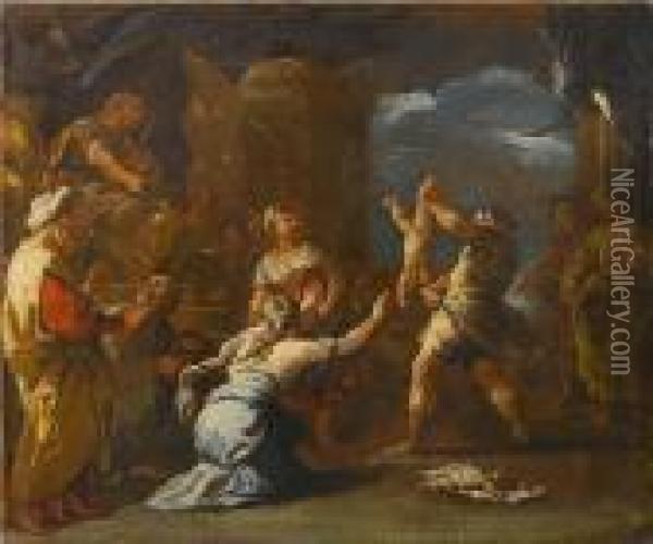 The Judgement Of Solomon Oil Painting - Luca Giordano