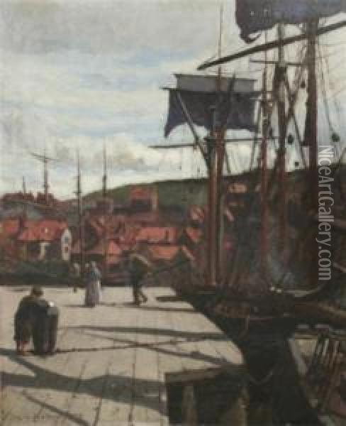 Whitby Quayside Oil Painting - Frederick William Jackson