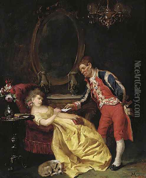 The letter Oil Painting - Meissonier, Jean-Louis Ernest