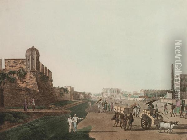 The Old Fort Oil Painting - Thomas & William Daniell