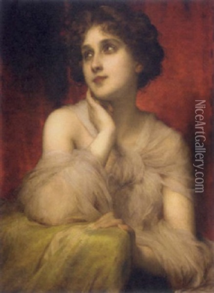 A Pensive Beauty Oil Painting - Etienne Adolph Piot