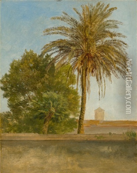 Die Palme Bei San Francesco A Ripa Grande Oil Painting - Friedrich Loos