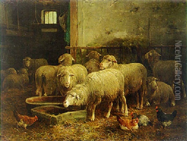 The Sheep Fold Oil Painting - Cornelis van Leemputten