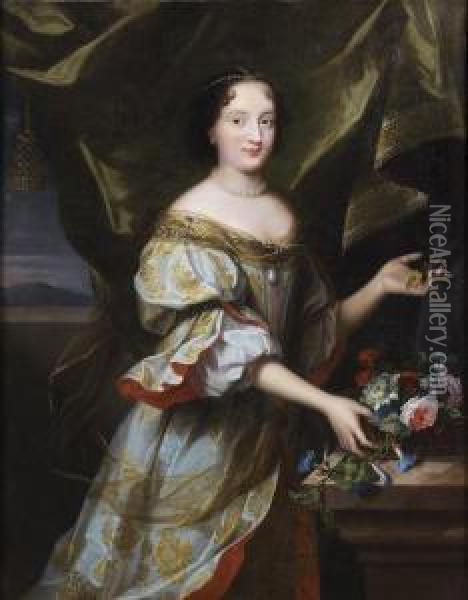 Portrait Presume D'hortense Mancini Oil Painting - Justus van Egmont