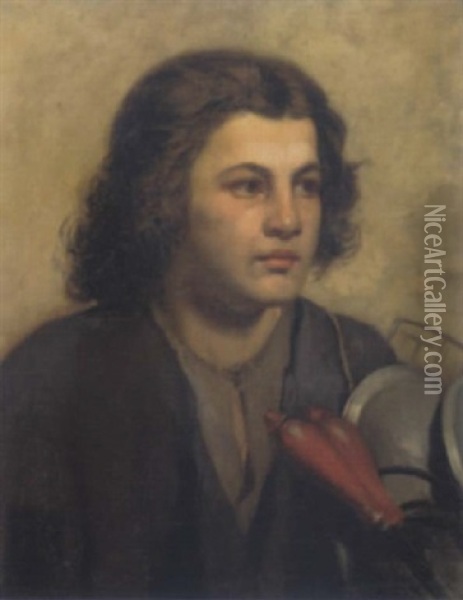 Portrait Eines Jungen Mannes Mit Gebrauchsgegenstanden Oil Painting - Hans Canon