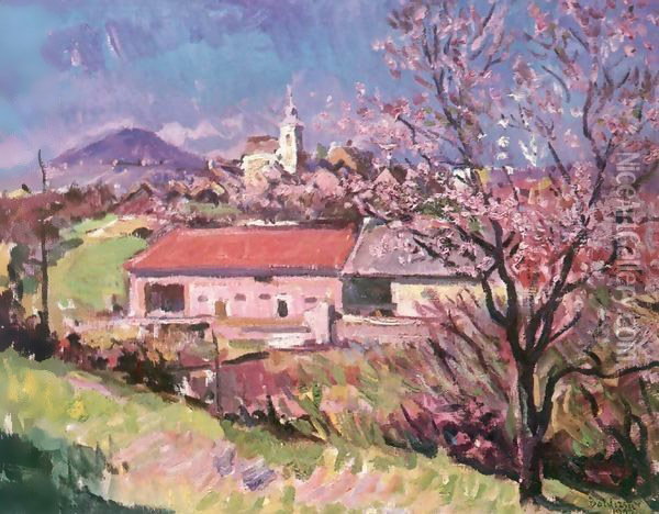 Village View at Zanka 1972 Oil Painting - Imre Amos