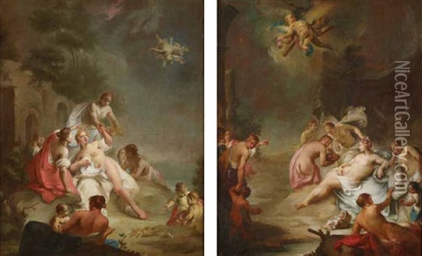 Scena Mitologica (2 Works) Oil Painting - Alessandro Marchesini