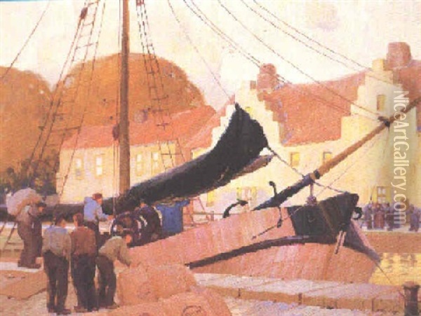 Harbor Scene Oil Painting - Victor William Higgins