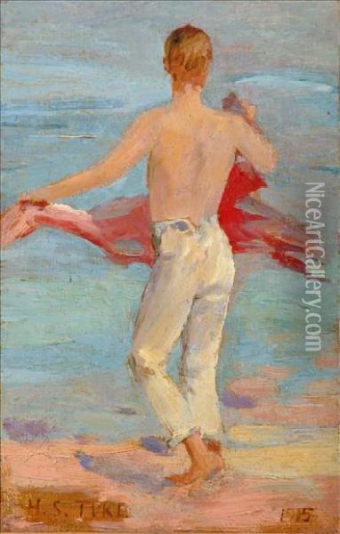 Sketch From Gleaming Waters Oil Painting - Henry Scott Tuke