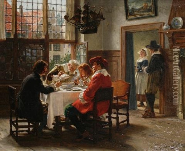 An Appetising Meal Oil Painting - Albert Friedrich Schroeder