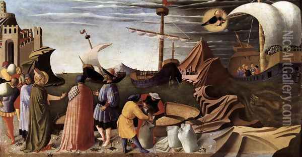 The Story of St Nicholas, St Nicholas saves the ship 1437 Oil Painting - Angelico Fra