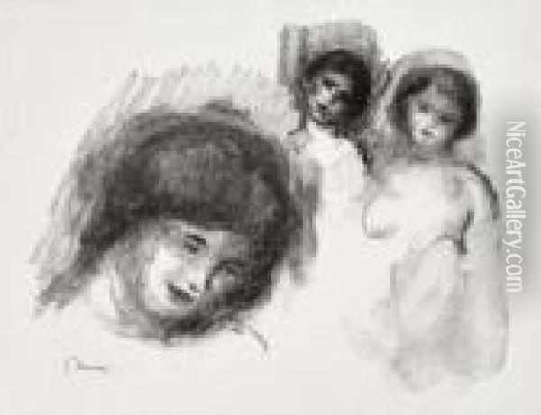Au Trois Croquis Oil Painting - Pierre Auguste Renoir