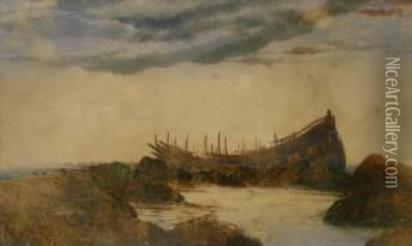 The Wreck Oil Painting - John Robert Mather