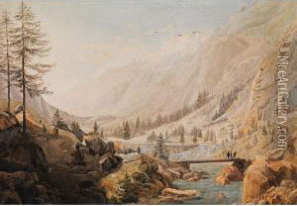 Hochgebirgslandschaft Oil Painting - Johann Heinrich Rosenkranz