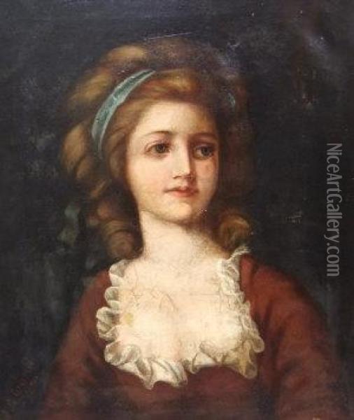 Portrait Of A Girl In A Red Dress Oil Painting - Le Grand