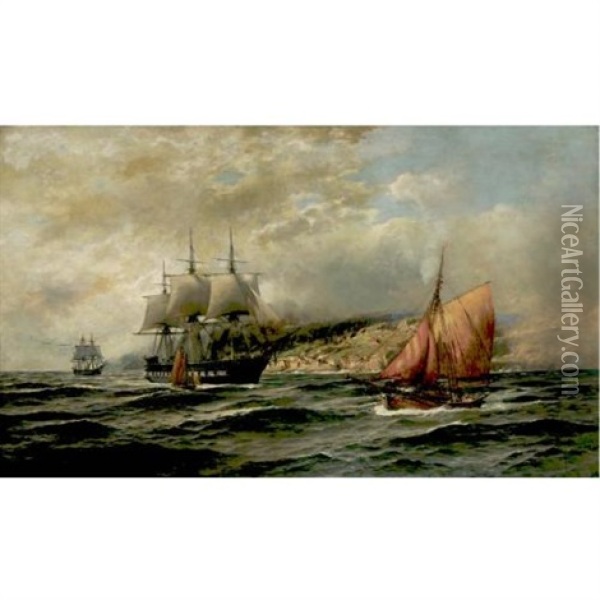 Ships Off The Norwegian Coast Oil Painting - Karl Paul Themistocles von Eckenbrecher