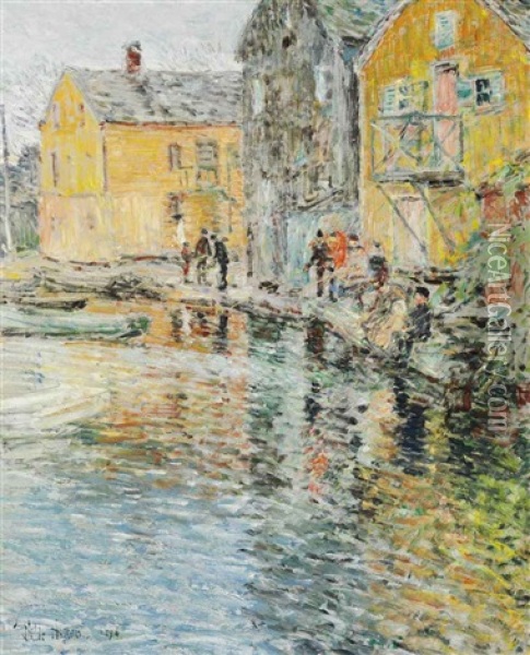 The Smelt Fishers, Cos Cob, Connecticut Oil Painting - Childe Hassam