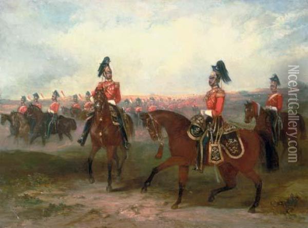 16th The Queens Lancers Oil Painting - John Jnr. Ferneley
