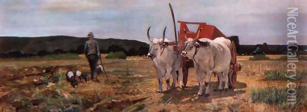 Ox-cart in the Tuscan Maremma Oil Painting - Giovanni Fattori