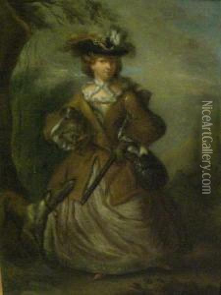Portrait Of A Lady With Hound Oil Painting - Bartholomew Dandridge
