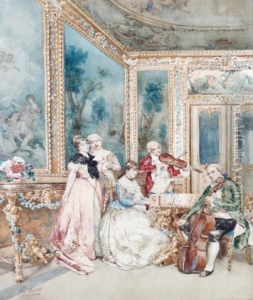 The Recital Oil Painting - Ettore Simonetti