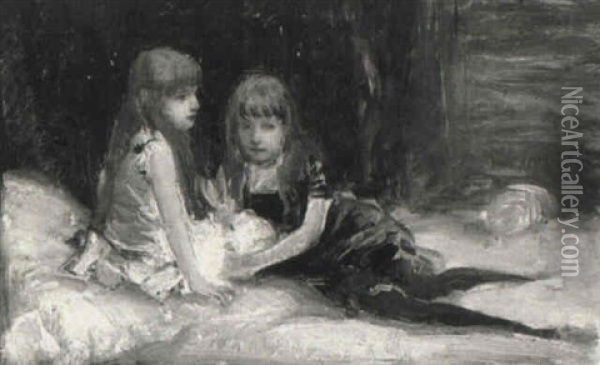 Die Zwei Schwestern (study) Oil Painting - Friedrich August von Kaulbach