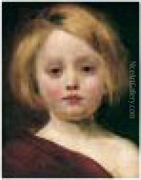 Portrat Eines Madchens (portrait Of A Young Girl) Oil Painting - Wilhelm Leibl