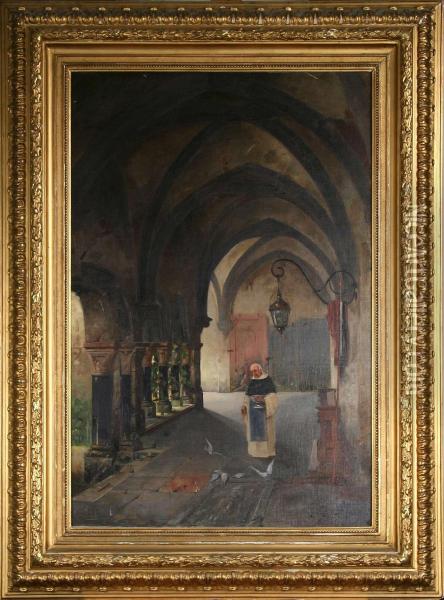 Kyrkointerior-den Helige Franciskus Oil Painting - Axel Axelson