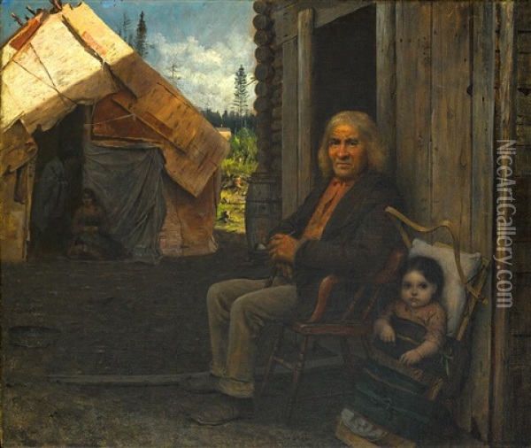 Indian Family Oil Painting - Eastman Johnson