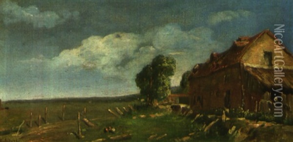 Bauerhaus In Der Bretagne Oil Painting - Adolphe Felix Cals