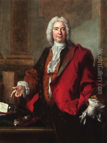 Portrait Of Monsieur Aubert, General Director Of The        Bridges And Roads Of France Oil Painting - Nicolas de Largilliere