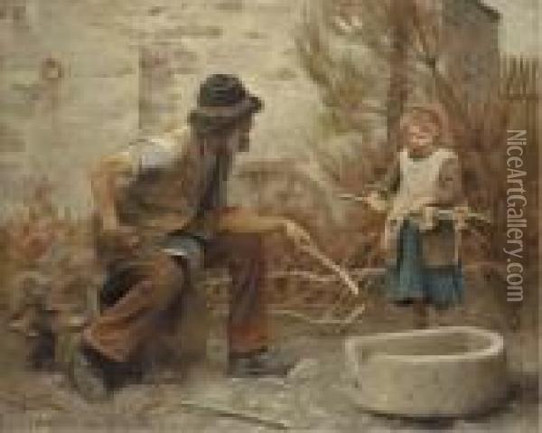 A Woodcutter And His Daughter Oil Painting - Arthur Hacker