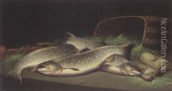 Yellow Trout Oil Painting - John Bucknell Russell