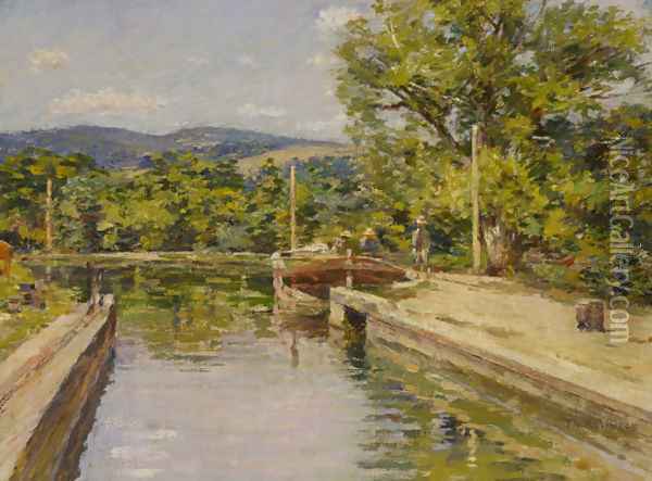 Canal Scene Oil Painting - Theodore Robinson