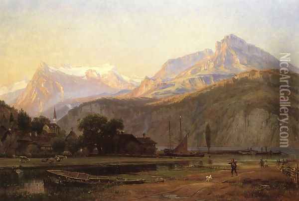 The Bay of Uri, Lake Lucerne Oil Painting - Thomas Worthington Whittredge
