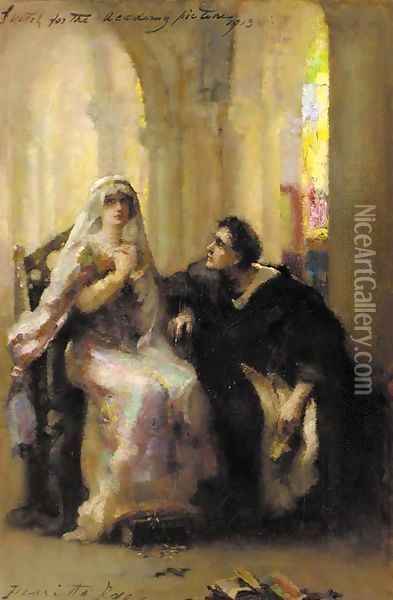 Ellen Terry and Henry Irving in Abelard and Heloise Oil Painting - Henrietta Rae