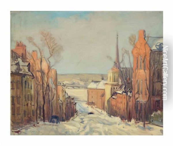 Joy Street, Beacon Hill, Boston Oil Painting - Arthur Clifton Goodwin