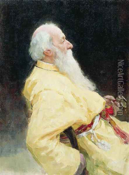 Portrait of Vladimir Vasilievich Stasov, Russian art historian and music critic 2 Oil Painting - Ilya Efimovich Efimovich Repin