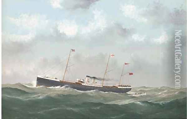 The Queen hove-to in mid-Atlantic to pick up a man overboard Oil Painting - George Mears