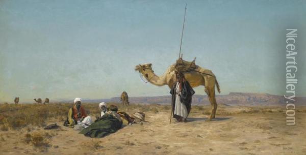 Rest In The Syrian Desert Oil Painting - Eugen Felix Prosper Bracht