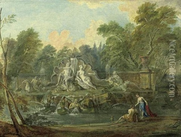 La Fontaine De Neptune Oil Painting - Jean Baptiste Lallemand