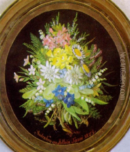 Alpenblumenstilleben Oil Painting - Anna Stainer-Knittel