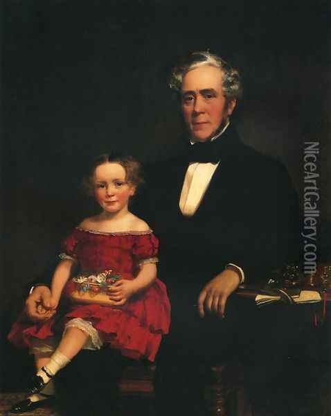 Portrait of a Young Girl and Older Man Oil Painting - William Harrison Scarborough