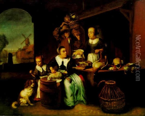 The Poultry Shop Oil Painting - Nicolaes Maes